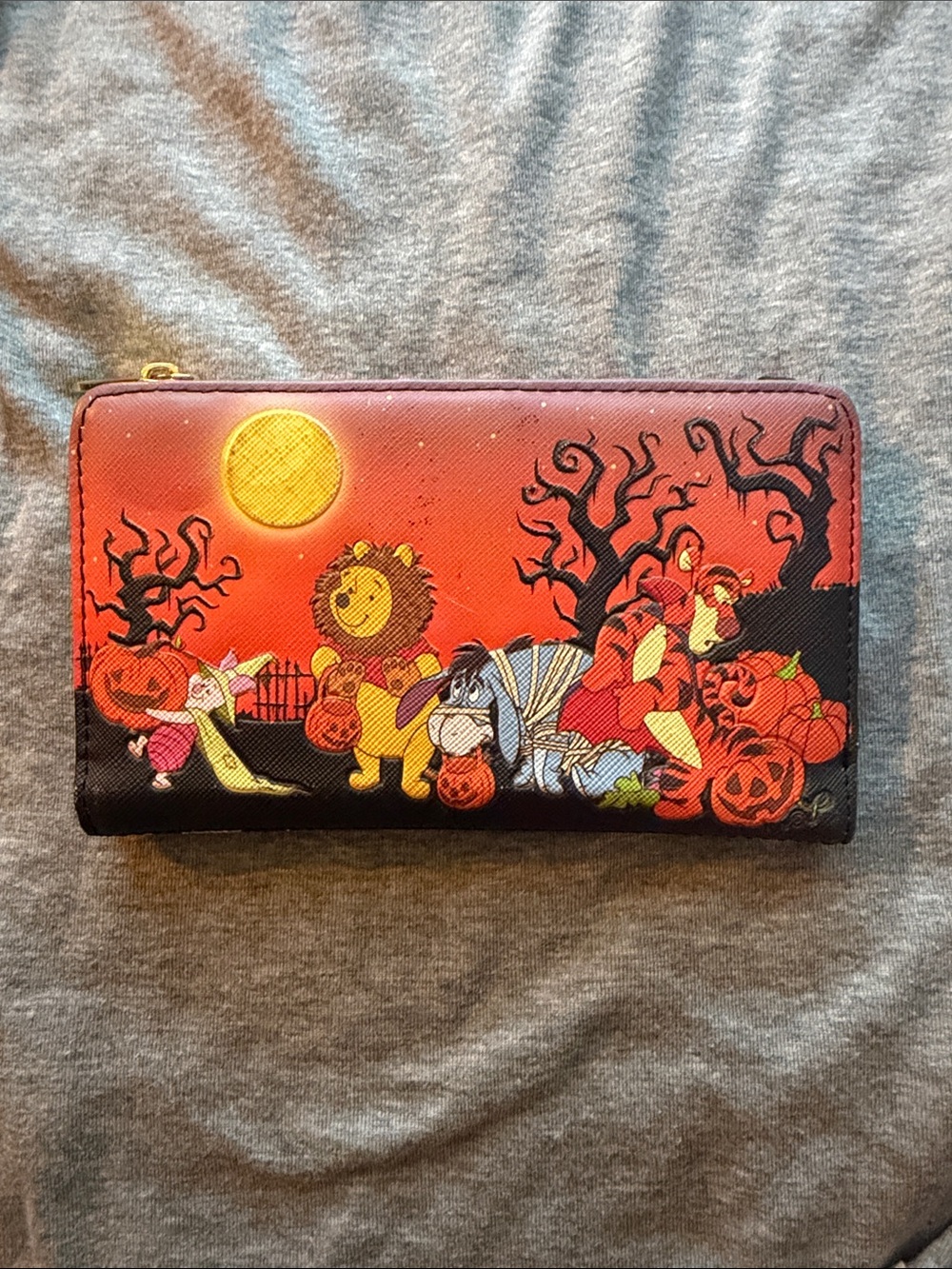 Loungefly Black Disney Halloween Character Zip Wallet with Orange Plaque - Picture 2 of 4